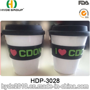 Caneca de café reusável do curso da caneca do curso com tampa e faixa do silicone (HDP-3028)